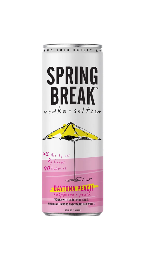 Spring Break vodka seltzer can peach flavor
