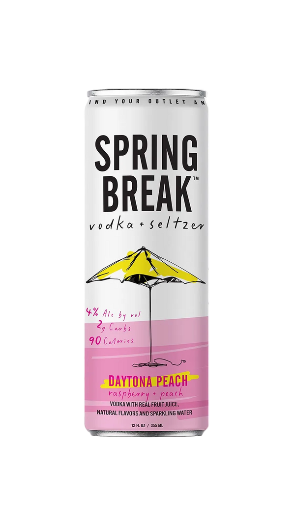 Spring Break vodka seltzer can peach flavor