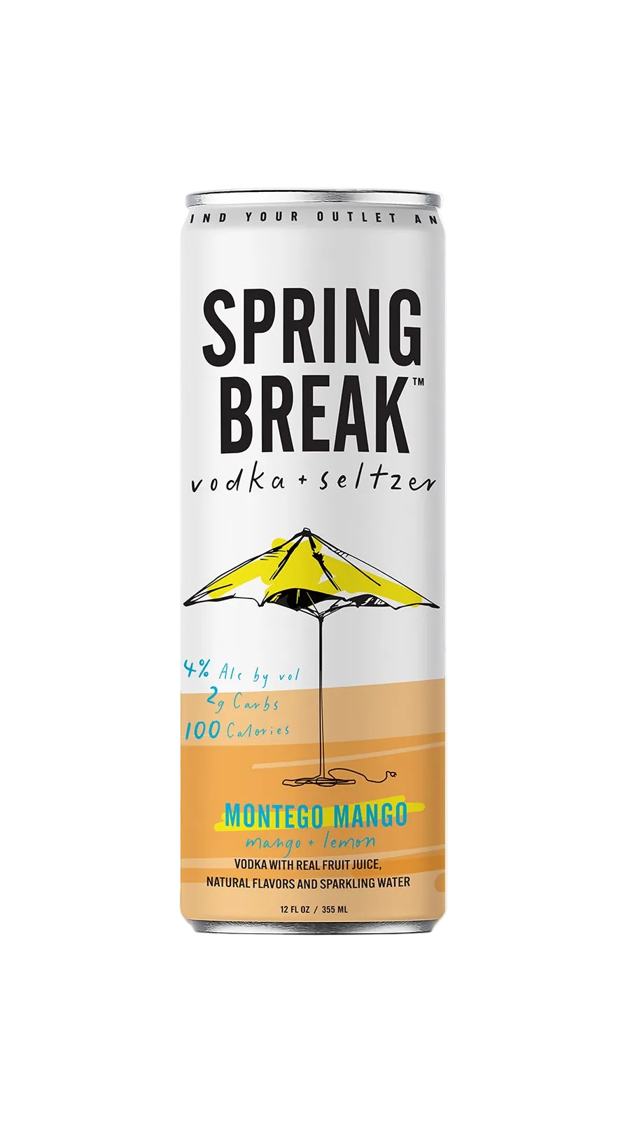 Spring Break vodka seltzer can mango flavor
