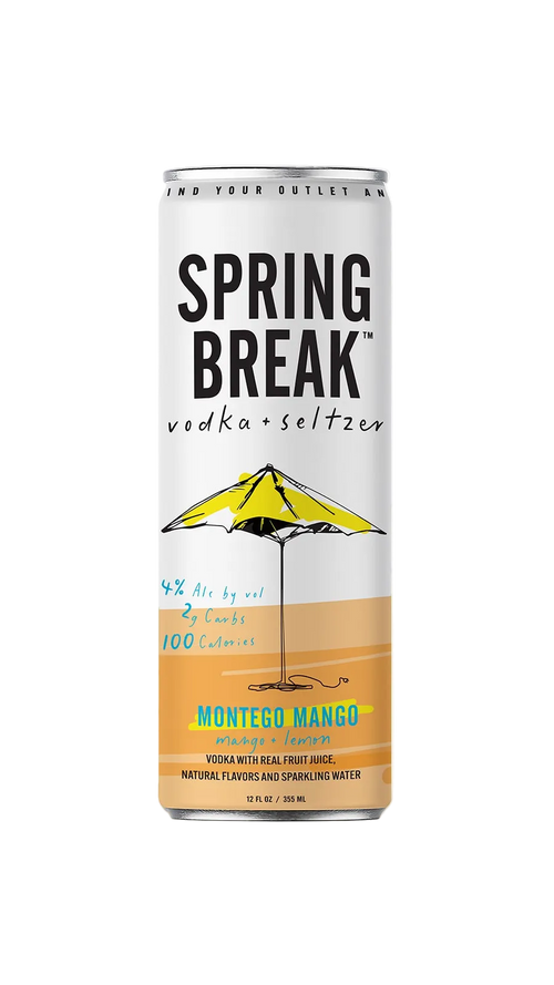 Spring Break vodka seltzer can mango flavor