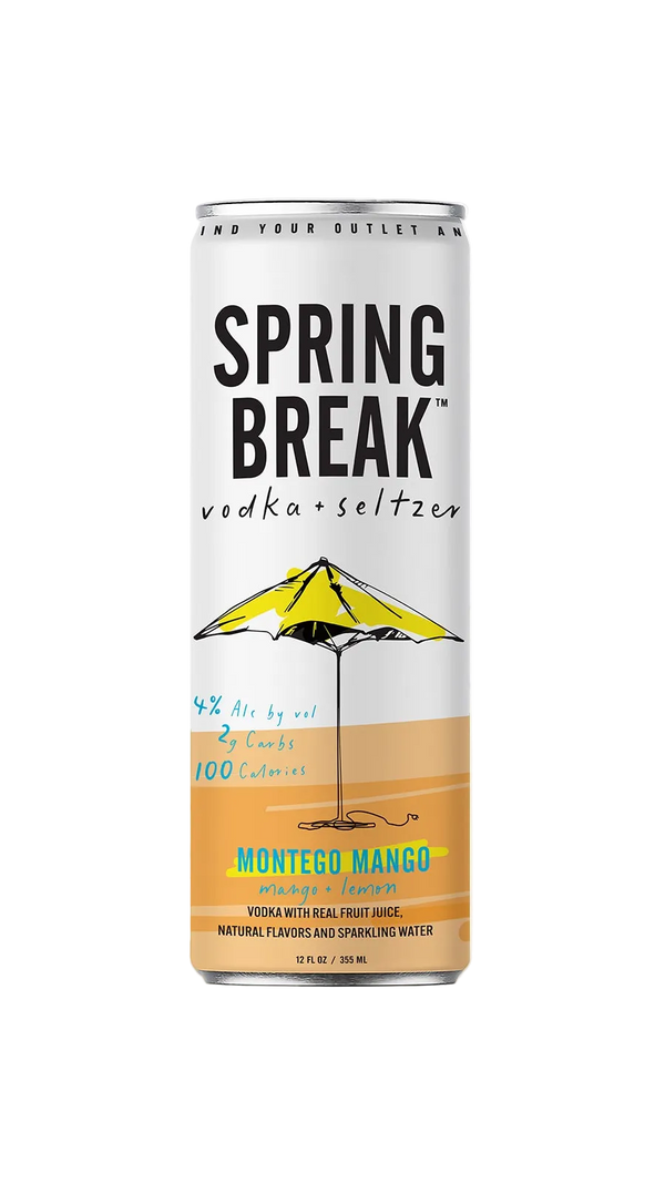 Spring Break vodka seltzer can mango flavor